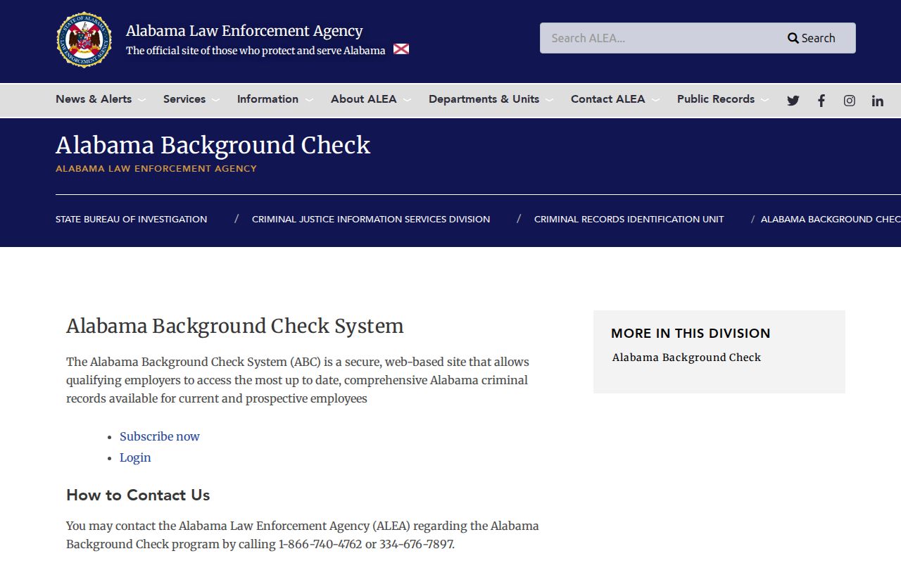 ALEA official background check channels for Madison County criminal history