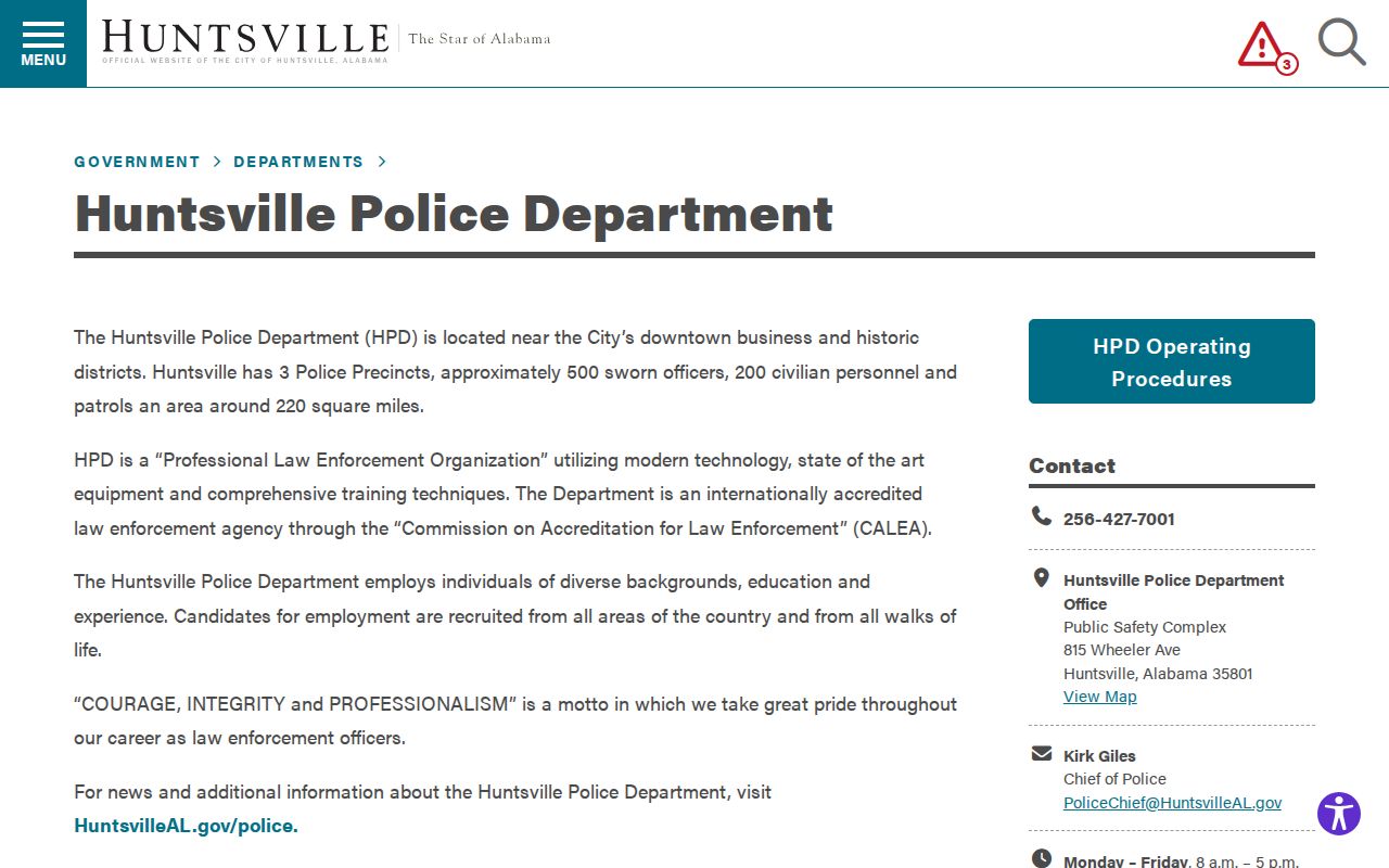 Huntsville Police Department public safety complex official city page
