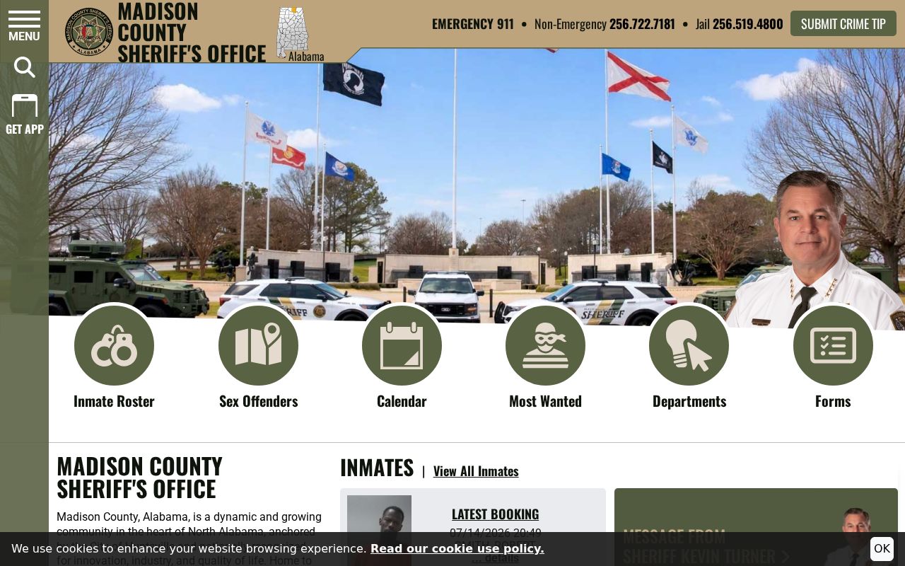 Madison County criminal records tools on the sheriff portal