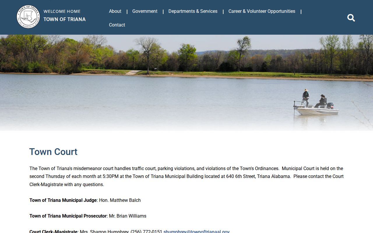 Triana Municipal Court official schedule and jurisdiction page